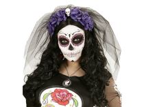 Závoj purpurové růže s lebkou - Halloween - Halloween masky