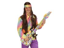 Kytara nafukovací Hippie - Hipís - 60.léta - 105 cm - Vousy, kníry, kotlety, bradky