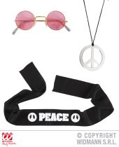Set hipís čelenka, brýle, přívěšek - Hippies párty - 60.léta