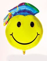 Balón foliový Smajlík - promoce barevný 95 cm - Karnevalové kostýmy pro dospělé