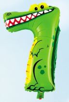 Balón foliový Krokodýl  35 cm - číslice 7 (NELZE PLNIT HELIEM) - safari - Příslušenství