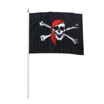 Vlajka pirátská - lebka - 47x30 cm - Klobouky, helmy, čepice