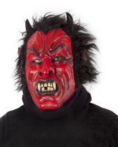 Maska čert/ďábel s vlasy - vánoce - Sety a části kostýmů pro dospělé