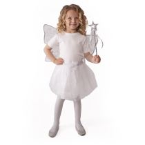 Kostým tutu sukně bílý motýl s křídly a hůlkou - Karneval