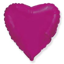 Balón foliový 45 cm  Srdce tmavě růžové FUCHSIE - Valentýn / Svatba - Narozeniny