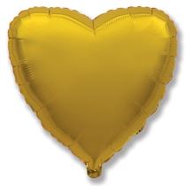 Balón foliový 45 cm  Srdce zlaté - Valentýn / Svatba - Fóliové