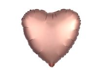 Balón foliový 45 cm  Srdce růžovo zlaté - Rose gold - Valentýn / Svatba - Máša a Medvěd - licence