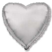 Balón foliový 45 cm  Srdce stříbrné - Valentýn / Svatba - Fóliové