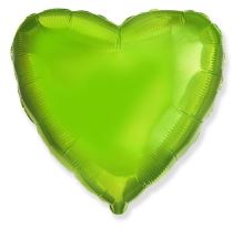 Balón foliový 45 cm  Srdce zelená limetka - Valentýn / Svatba - Fóliové