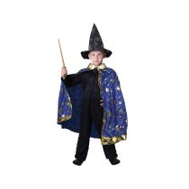 Kostým čaroděj - kouzelník - modrý plášť s hvězdami čarodějnice / Halloween - Sety a části kostýmů pro děti