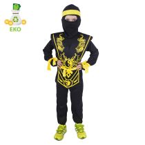 Dětský kostým NINJA žlutý vel. (M) EKO - Karnevalové doplňky