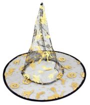 Čarodějnický dětský klobouk s magickými motivy - HALLOWEEN - 28 cm - Horrorová párty