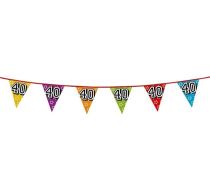 Girlanda narozeniny - vlajky  "40" holografická barevná - 800 cm - Karneval