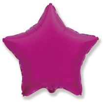 Balón foliový 45 cm  Hvězda metalická tmavě růžová (Fuchsie) - Konfety