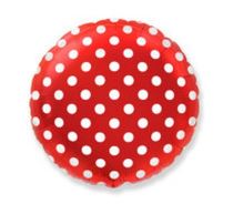 Balón foliový  Kulatý  červený s bílými puntíky 45 cm - Narozeniny