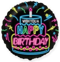 Balón foliový Happy birthday - narozeniny - dort - 45 cm - Narozeniny