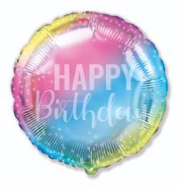 Balón foliový 45 cm DUHOVÝ- RAINBOW - Happy Birthday - narozeniny - Čelenky, věnce, spony, šperky