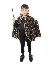 Karnevalový kostým plášť čaroděj - kouzelník - zlatý dekor - dětský - Halloween - Klobouky, helmy, čepice
