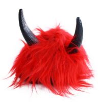 Paruka čert červená s rohy a vlasy - vánoce - Karnevalové kostýmy pro dospělé
