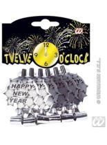 Frkačky Happy New Year stříbrné 6ks - Silvestr - Helium
