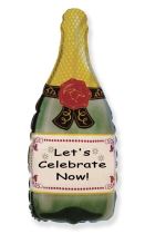 Balón foliový Láhev šampaňského - Champagne - Silvestr - HAPPY NEW YEAR - 82 cm - Balónky