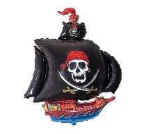 Balón foliový 35 cm  piráti černé (NELZE PLNIT HELIEM) - Karnevalové doplňky