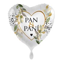 Balón foliový - srdce - Pan a Paní - svatba - 43 cm - Dekorace