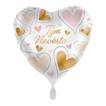Balón foliový Tým Nevěsta - srdce - Rozlučka se svobodou - 43 cm - Čelenky, věnce, spony, šperky