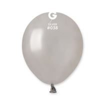 Balónek latexový MINI - 13 cm – Metalický stříbrný, 1 KS - Dekorace