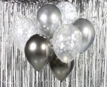 Sada latexových balónků - chromovaná stříbrná 7 ks - 30 cm - Svatby