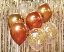 Sada latexových balónků - chromovaná růžovozlatá / rose gold 7 ks - 30 cm - Latex