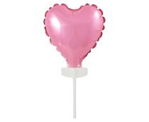 Fóliový balónek s držákem ve tvaru srdce - Valentýn - růžový - 8 cm - Oslavy