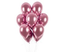 Balónek chromovaný 1 KS lesklý růžový - průměr 33 cm - Papírové