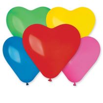 Balón SRDCE barevné 25 cm -1 ks - Valentýn / Svatba - Latex