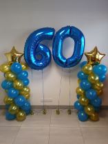 DEKORACE z balónků MODRO-ZLATÁ - 60 NAROZENINY - Dekorace