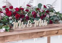 Dřevěný nápis "Mr & Mrs" - Pan a Paní - zlatý, 50 x 10 cm - Svatby