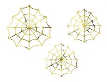 Dekorace pavučina - zlatá - Halloween - 3 ks - Karnevalové doplňky