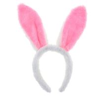 Čelenka králík plyšové uši - růžová - Karneval
