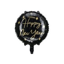 Balón foliový černý Happy New Year - Silvestr - 45 cm - Latex