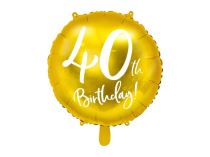 Balón foliový 40. narozeniny zlatý, 45cm - Narozeniny 40. let