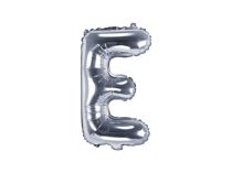 Balón foliový písmeno "E", 35cm, STŘÍBRNÝ (NELZE PLNIT HELIEM) - Narozeniny