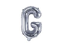 Balón foliový písmeno "G", 35cm, STŘÍBRNÝ (NELZE PLNIT HELIEM) - Narozeniny