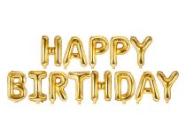 Balón foliový nápis narozeniny - HAPPY BIRTHDAY - ZLATÝ - gold 340 x 35 cm - Balónek - Balónky