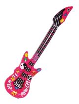 Nafukovací kytara Hippie - Hipís - 60. léta - 105 cm - Vousy, kníry, kotlety, bradky