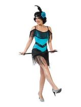 Dámský kostým - šaty Charlestone modré - vel. 40-42 - Karnevalové kostýmy pro dospělé