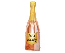 Balón fóliový láhev šampaňské - Champagne - rose gold / růžovozlatá - 91 cm - Silvestrovská párty