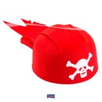 Klobouk dětský pirátský s lebkou - červený - Sety a části kostýmů pro dospělé