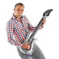 Nafukovací kytara stříbrná - rocker -100 cm - Masky, škrabošky, brýle