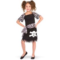 Dětský kostým pirátka - šaty s lebkou - vel. (S) - Kostýmy pro holky