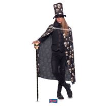 Plášť + klobouk s lebkami - Halloween, unisex - Kostýmy dámské